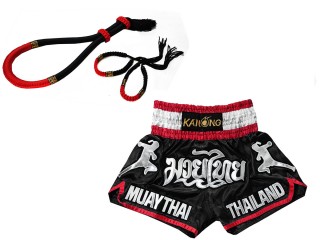 Zestaw Mongkol Prajead z spodenkami Muay Thai: Zestaw-Mongkol-ThaiStyle-Czarny-Czerwony-133-Czarny