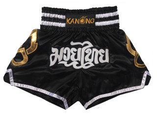 Spodenki Muay Thai dla dzieci KANONG : KNS-143-Czarny-K