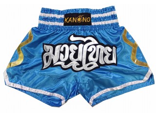 Spodenki Muay Thai dla dzieci KANONG : KNS-143-Niebieski niebo-K