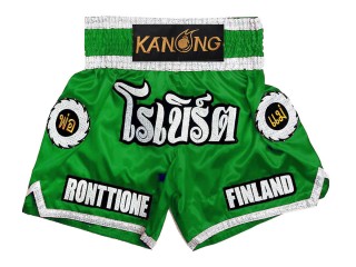 Dostosowane spodenki Muay Thai z haftem : KNSCUST-1242-zielony