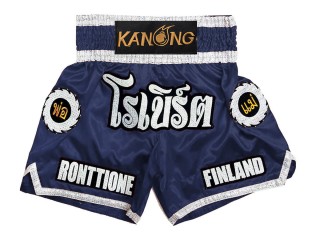 Dostosowane spodenki Muay Thai z haftem : KNSCUST-1242-marynarka wojenna