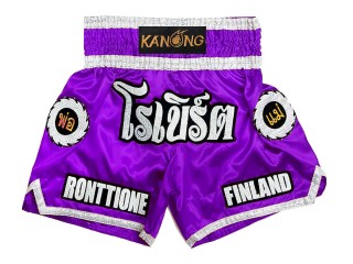 Dostosowane spodenki Muay Thai z haftem : KNSCUST-1242-Fioletowy