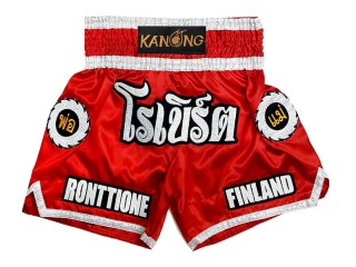 Dostosowane spodenki Muay Thai z haftem : KNSCUST-1242-czerwony