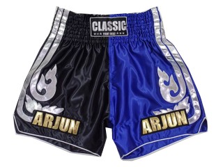 Dostosowane spodenki Muay Thai z haftem : KNSCUST-1243-czarno-niebieski