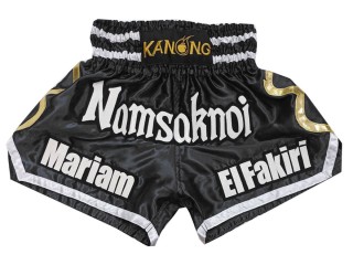 Dostosowane spodenki Muay Thai z haftem : KNSCUST-1250-Czarny