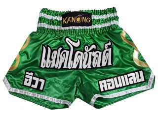 Dostosowane spodenki Muay Thai z haftem : KNSCUST-1250-zielony