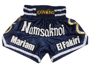 Dostosowane spodenki Muay Thai z haftem : KNSCUST-1250-marynarka wojenna