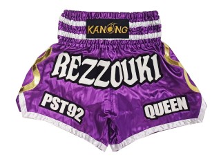 Dostosowane spodenki Muay Thai z haftem : KNSCUST-1250-Fioletowy