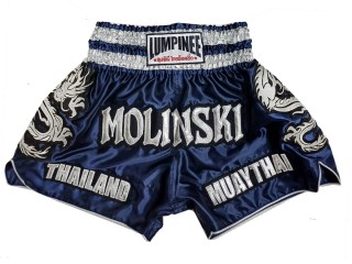 Dostosowane spodenki Muay Thai z haftem : KNSCUST-1251-marynarka wojenna