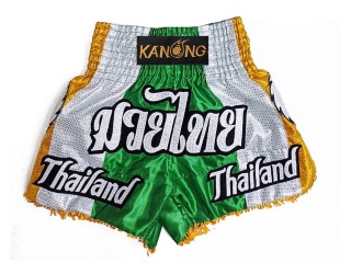 Dostosowane spodenki Muay Thai z haftem : KNSCUST-1252-zielony